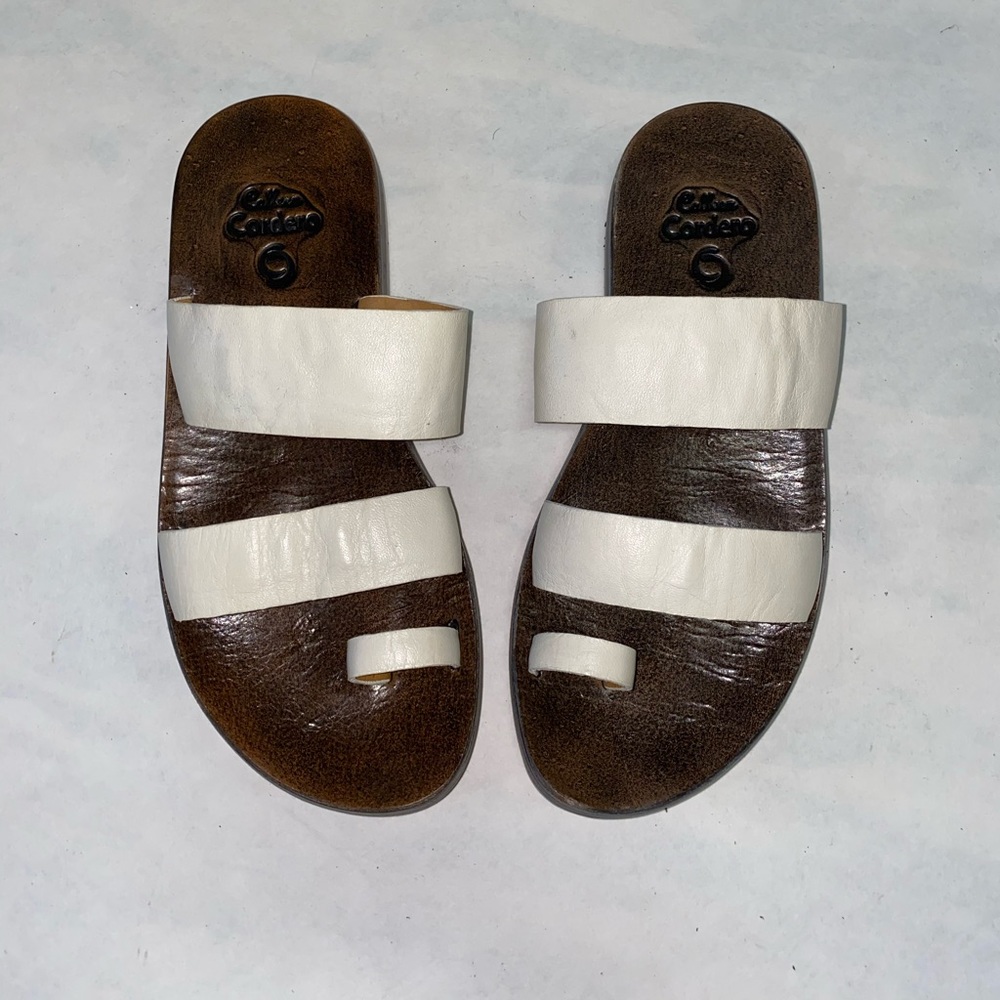 Leather White Slip on Sandal